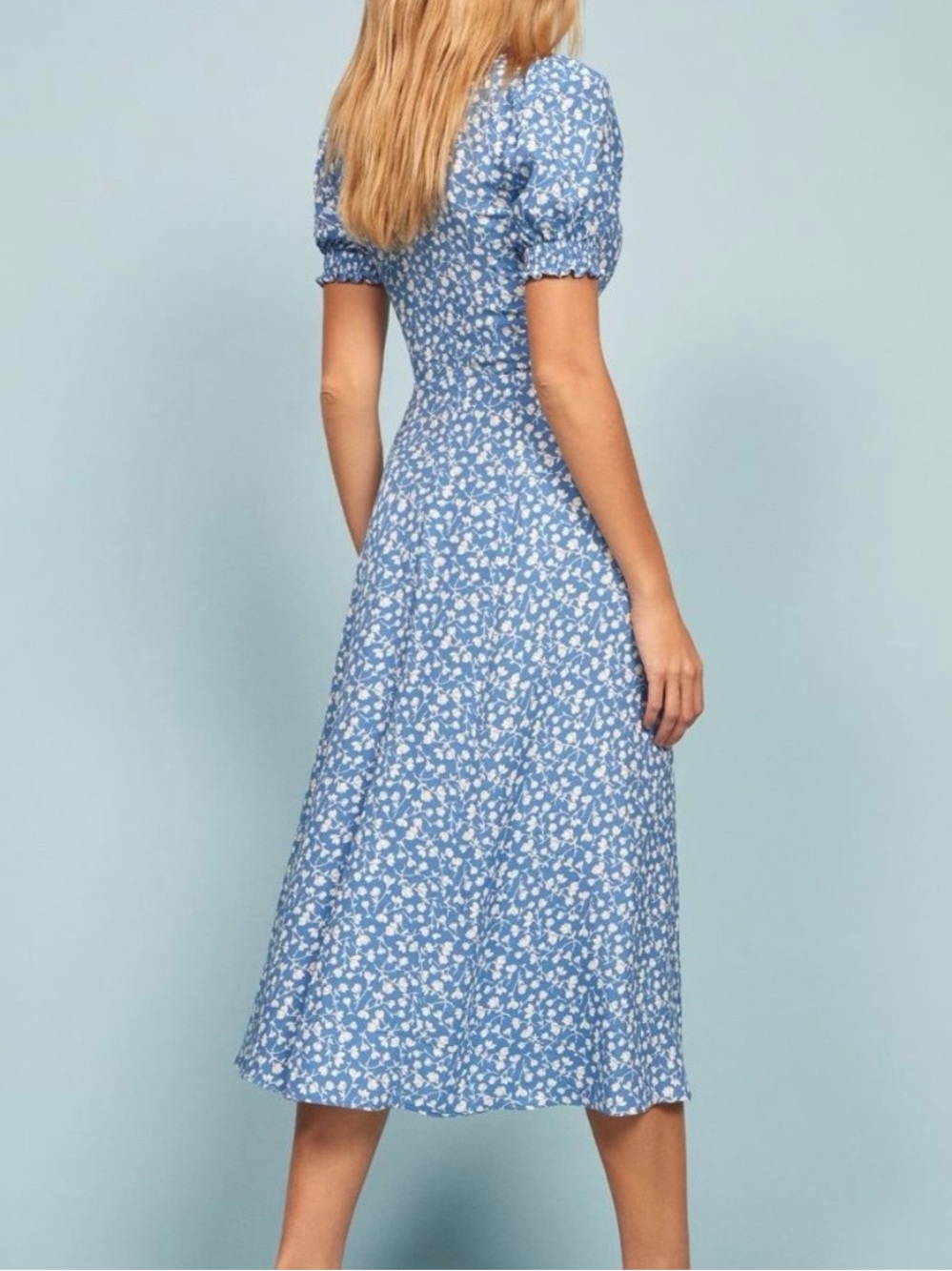 Reformation Blue Floral High-Low Dress - Picture 3 of 6
